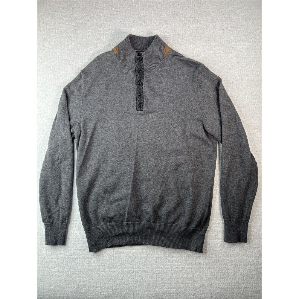 Enro Henley Style Sweater Cotton Cashmere Blend Mens Size Medium Gray